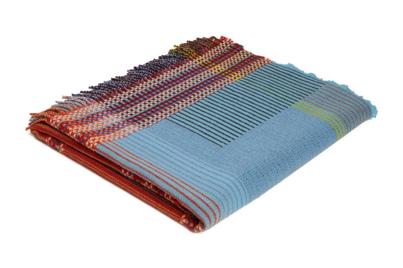 Beatrix Pinstripe Small Throw in Orange & Blue, from Wallace Sewell