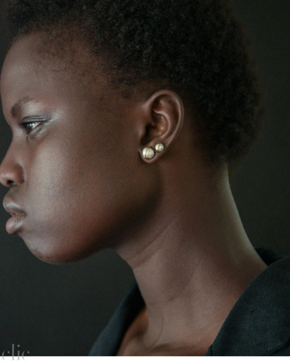 Grande Baroque Pearl Studs in Charcoal, from Mary Macgill