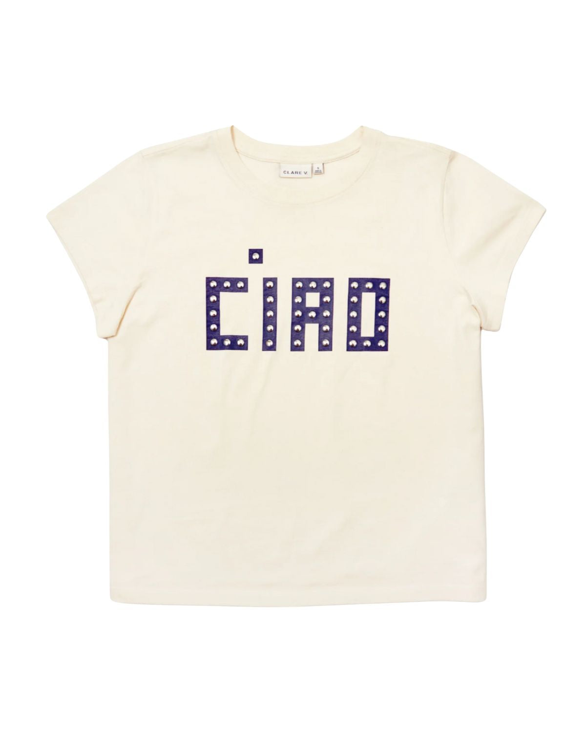 Ciao Classic Tee with Studs in Cream, from Clare V