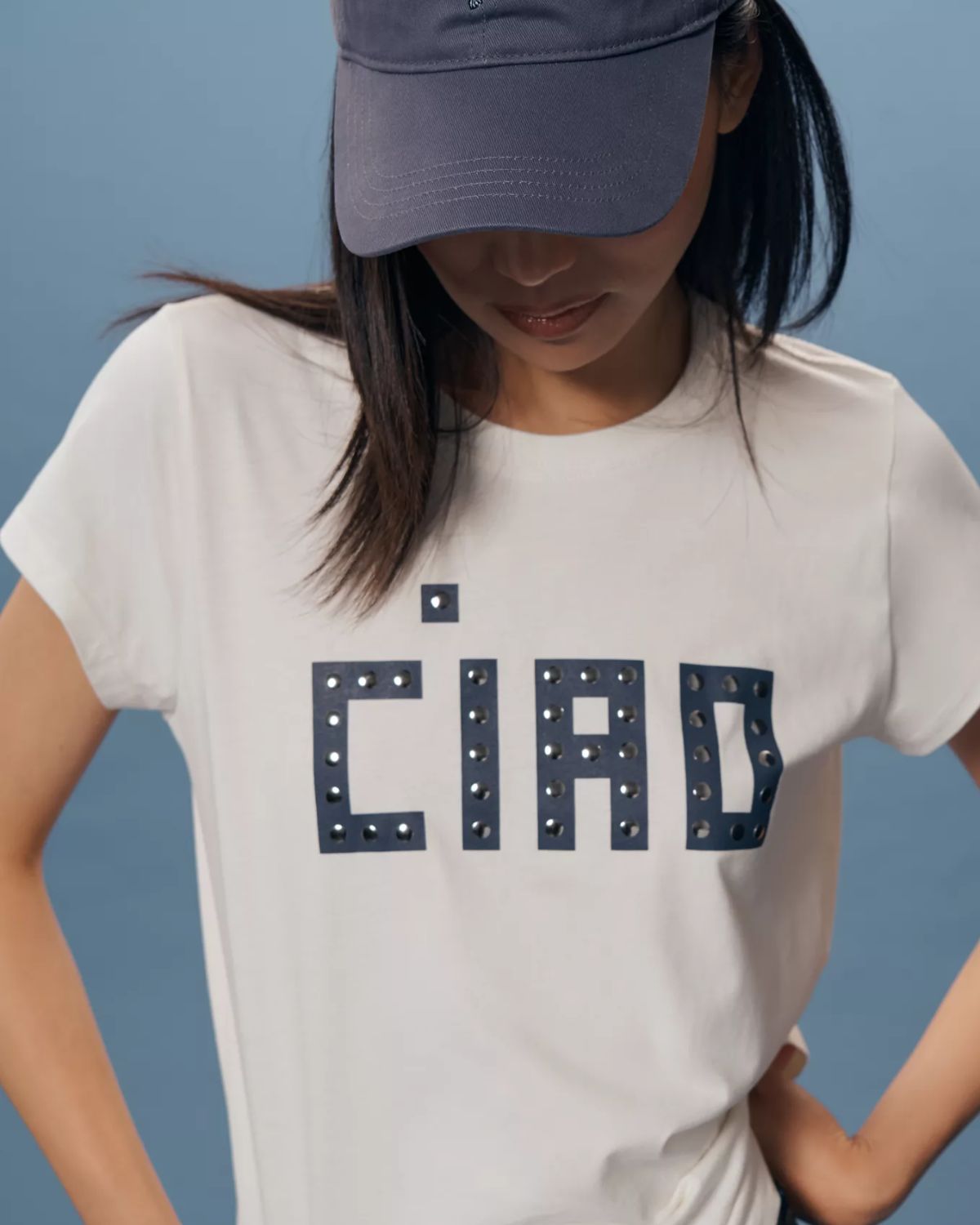 Ciao Classic Tee with Studs in Cream, from Clare V
