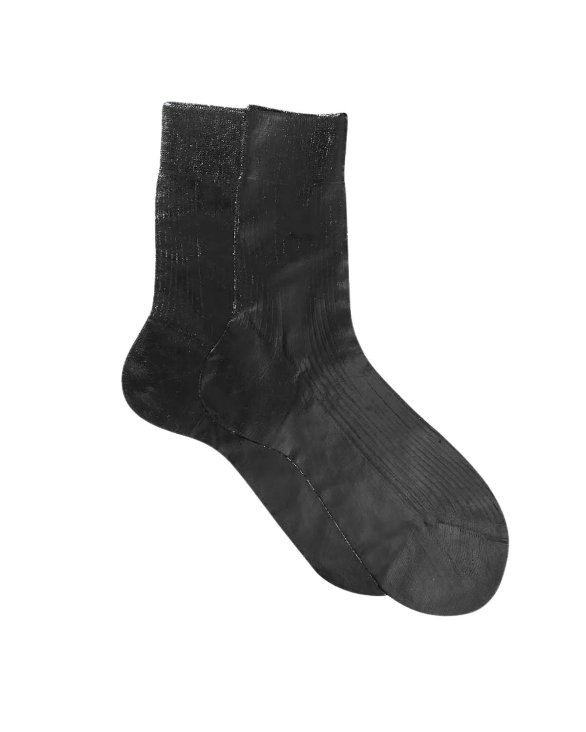 Ribbed Laminated Socks in Black, from Maria La Rosa
