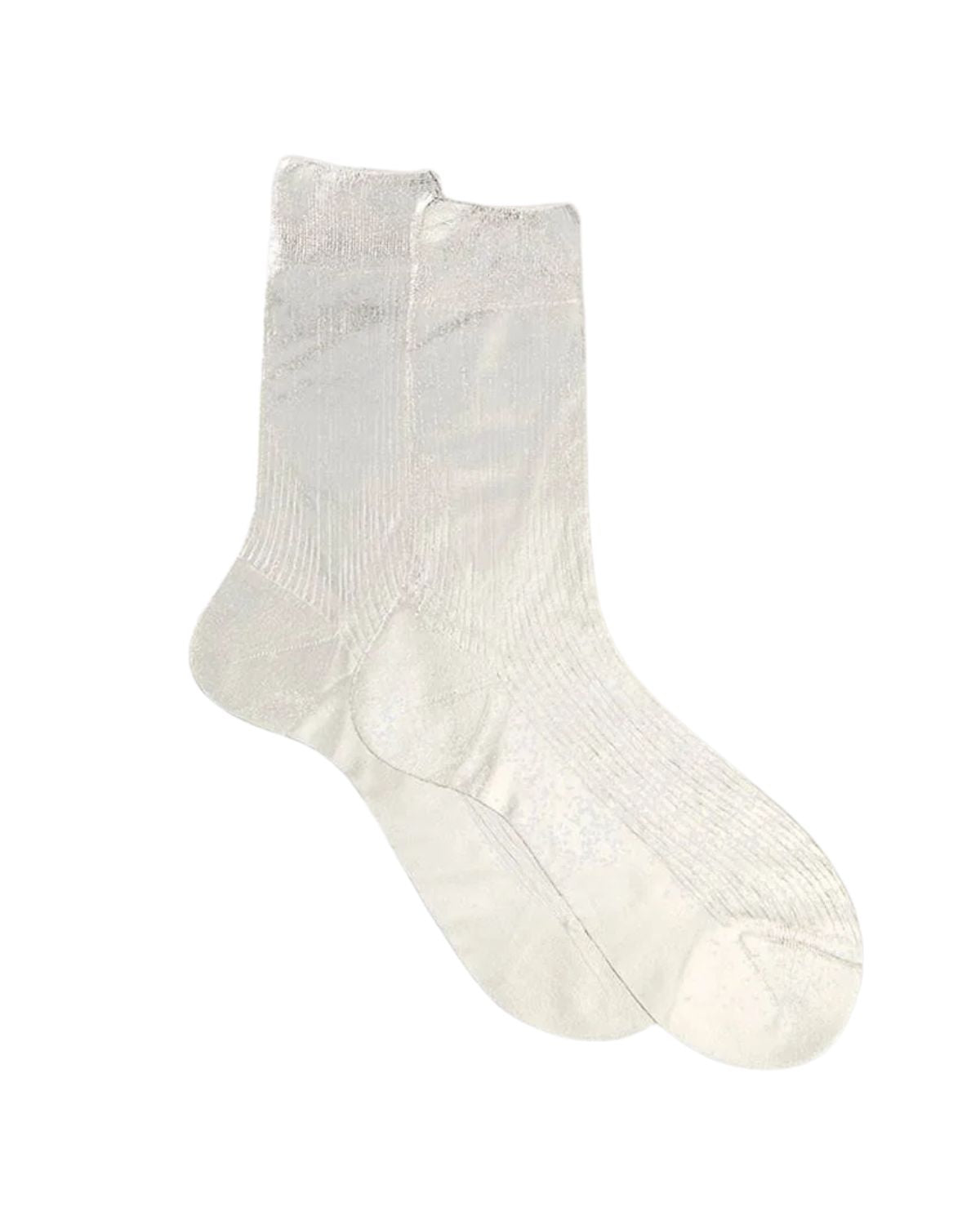 Ribbed Laminated Socks in Silver, from Maria La Rosa