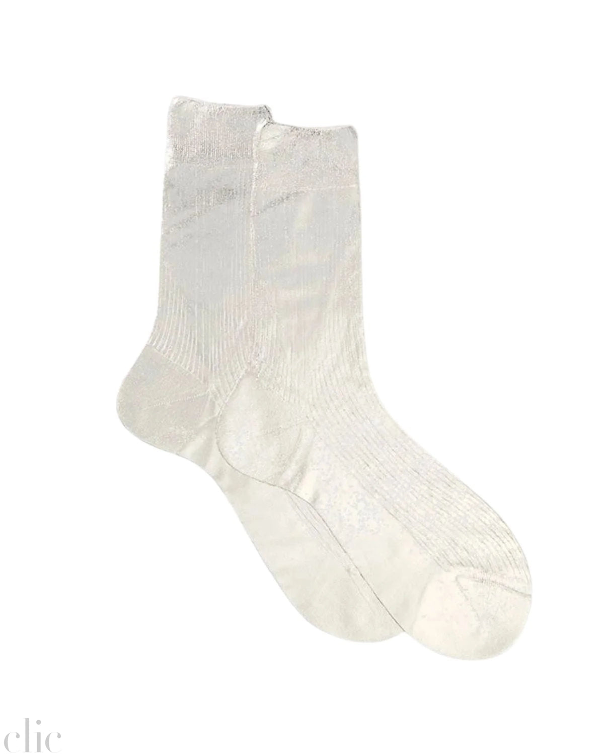 Ribbed Laminated Socks in Silver, from Maria La Rosa