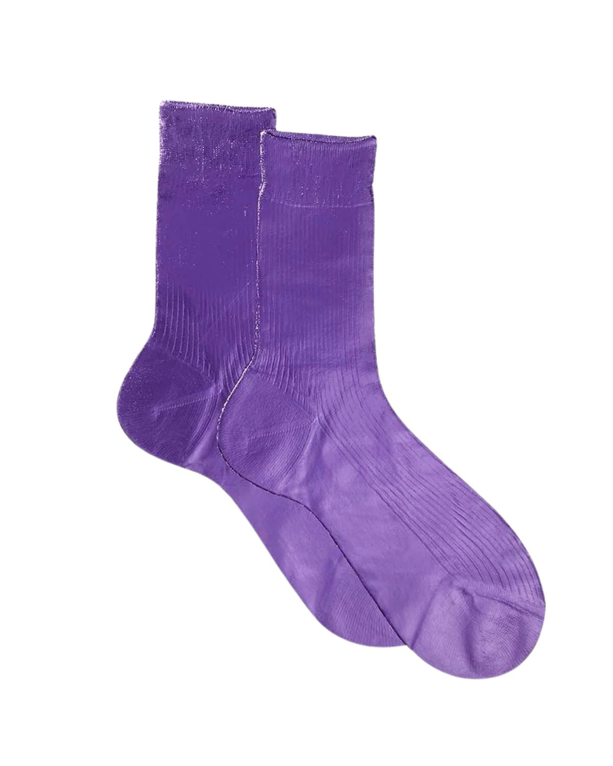 Ribbed Laminated Sock in Violet, from Maria La Rosa