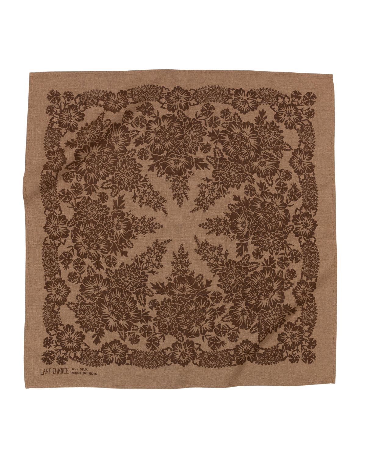 Silk Bandana in Brazil Nut Brown, from Last Chance Textiles