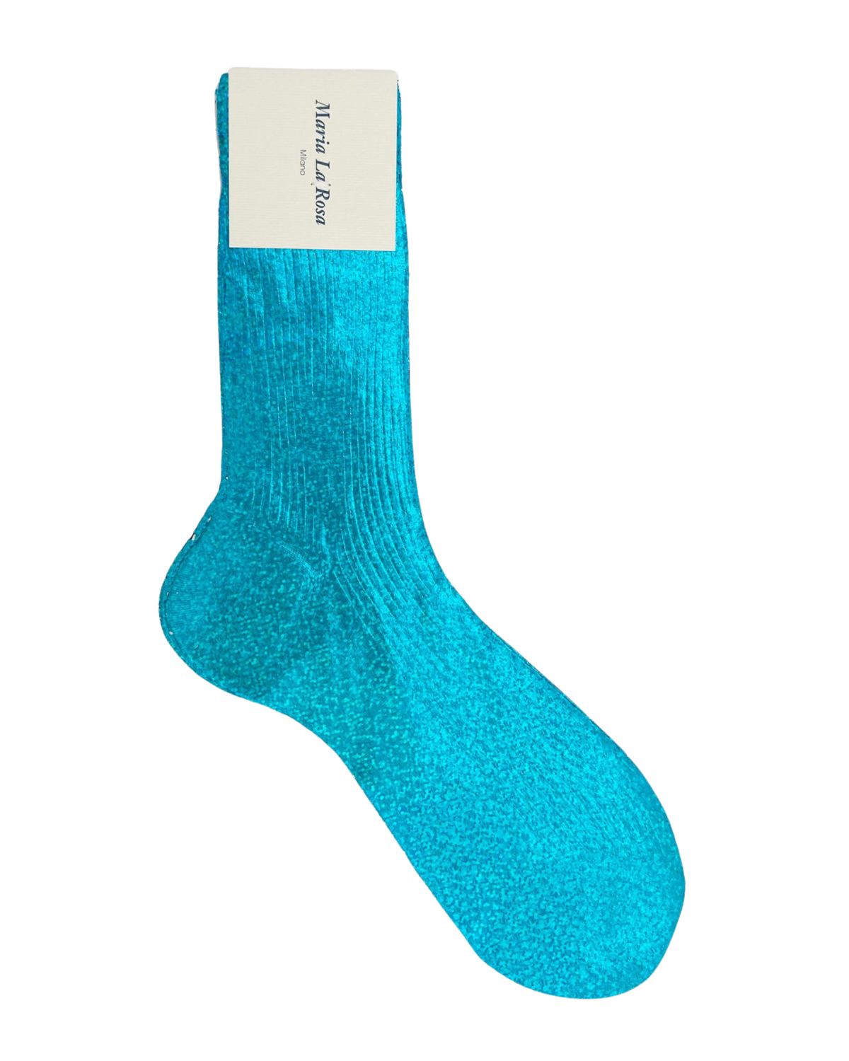 Ribbed Laminated Socks in Sparkling Aqua, from Maria La Rosa