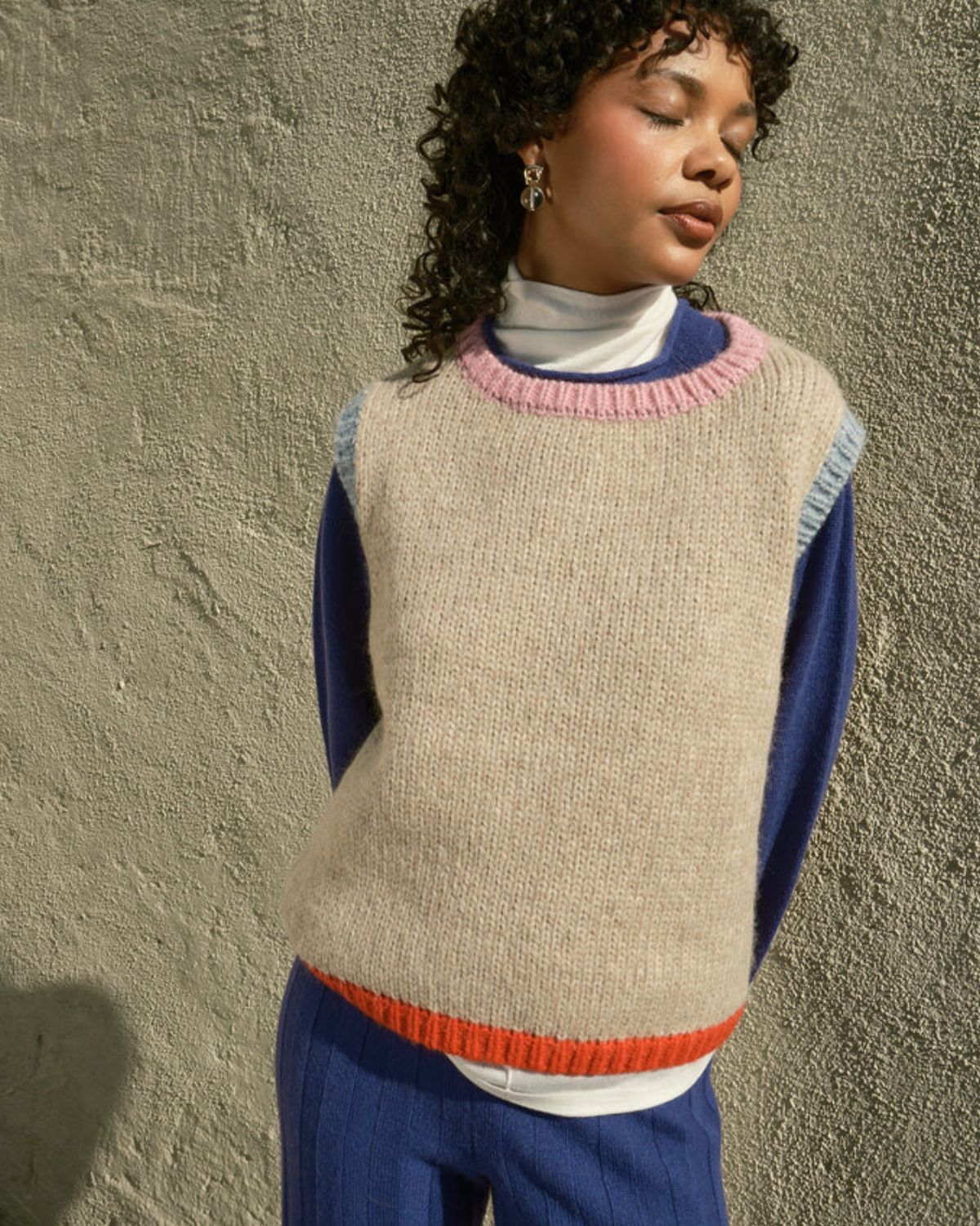 Sabine Colorblock Vest in Oatmeal Multicolor, from Nikki Chasin