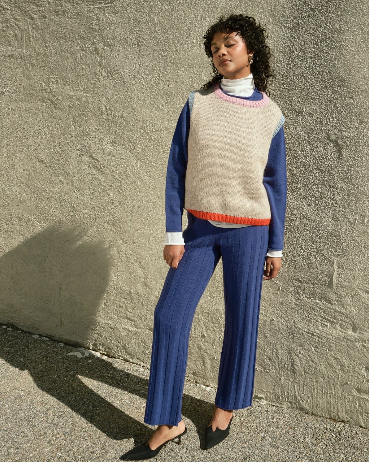 Sabine Colorblock Vest in Oatmeal Multicolor, from Nikki Chasin