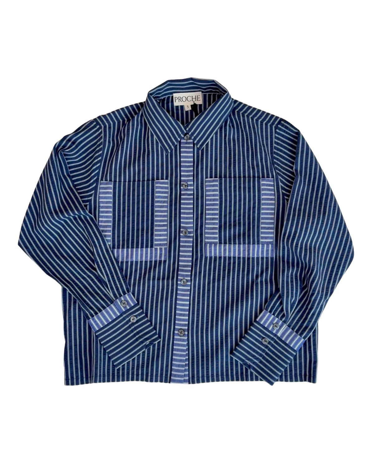 Hotel Striped Button Down Shirt in Blue, from Proche