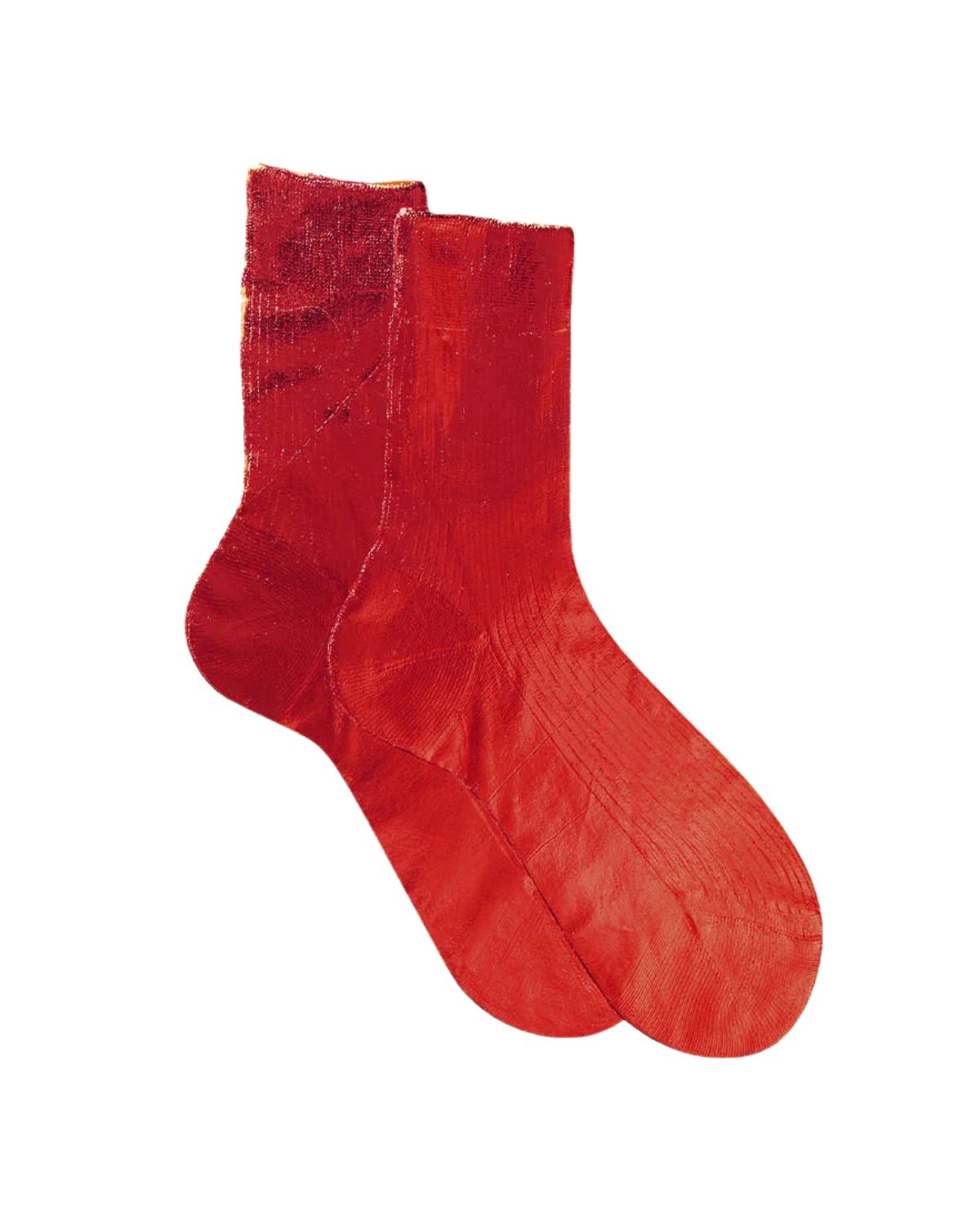 Ribbed Laminated Socks in Red, from Maria La Rosa