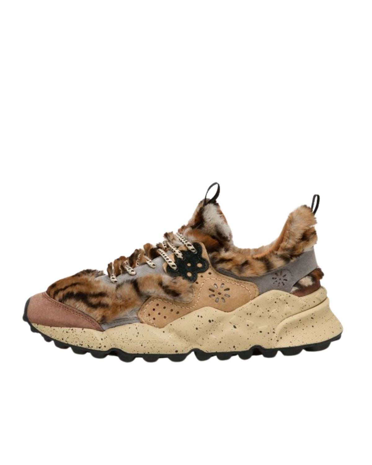 Kotetsu Suede Eco-Fur in Grey & Light Brown, from Flower Mountain