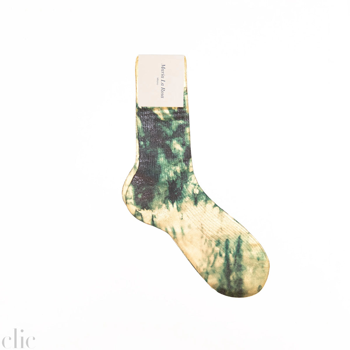 Tie Dye Ribbed Laminated Socks in Golden, from Maria La Rosa