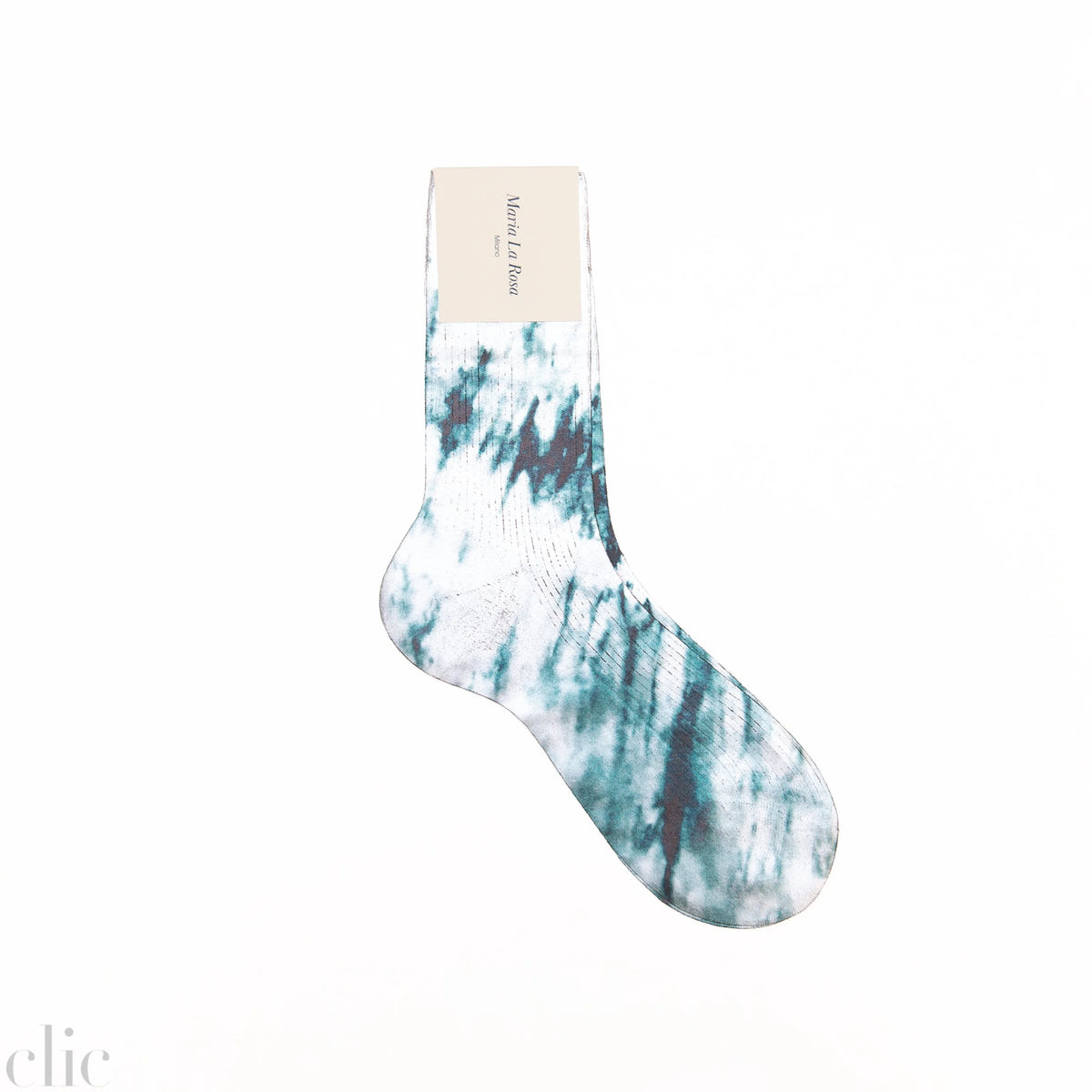 Tie Dye Ribbed Laminated Socks in Silver, from Maria La Rosa