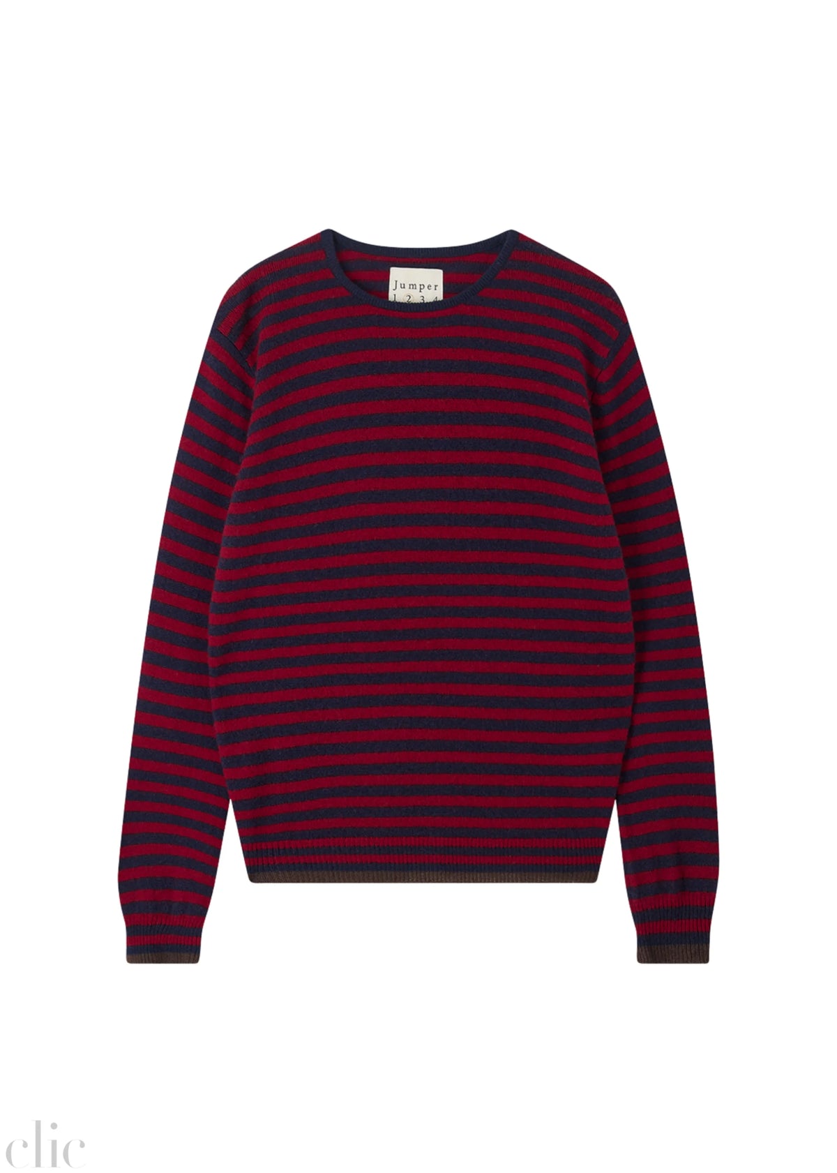 Tipped Little Stripe Crew in Navy and Red, from Jumper 1234
