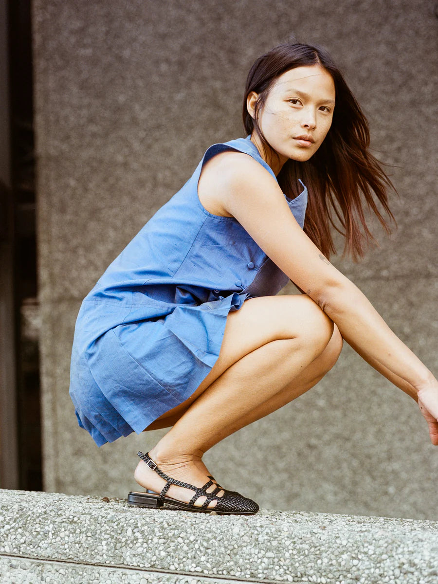 Toledo Woven Leather Slingback in Black, from LoQ
