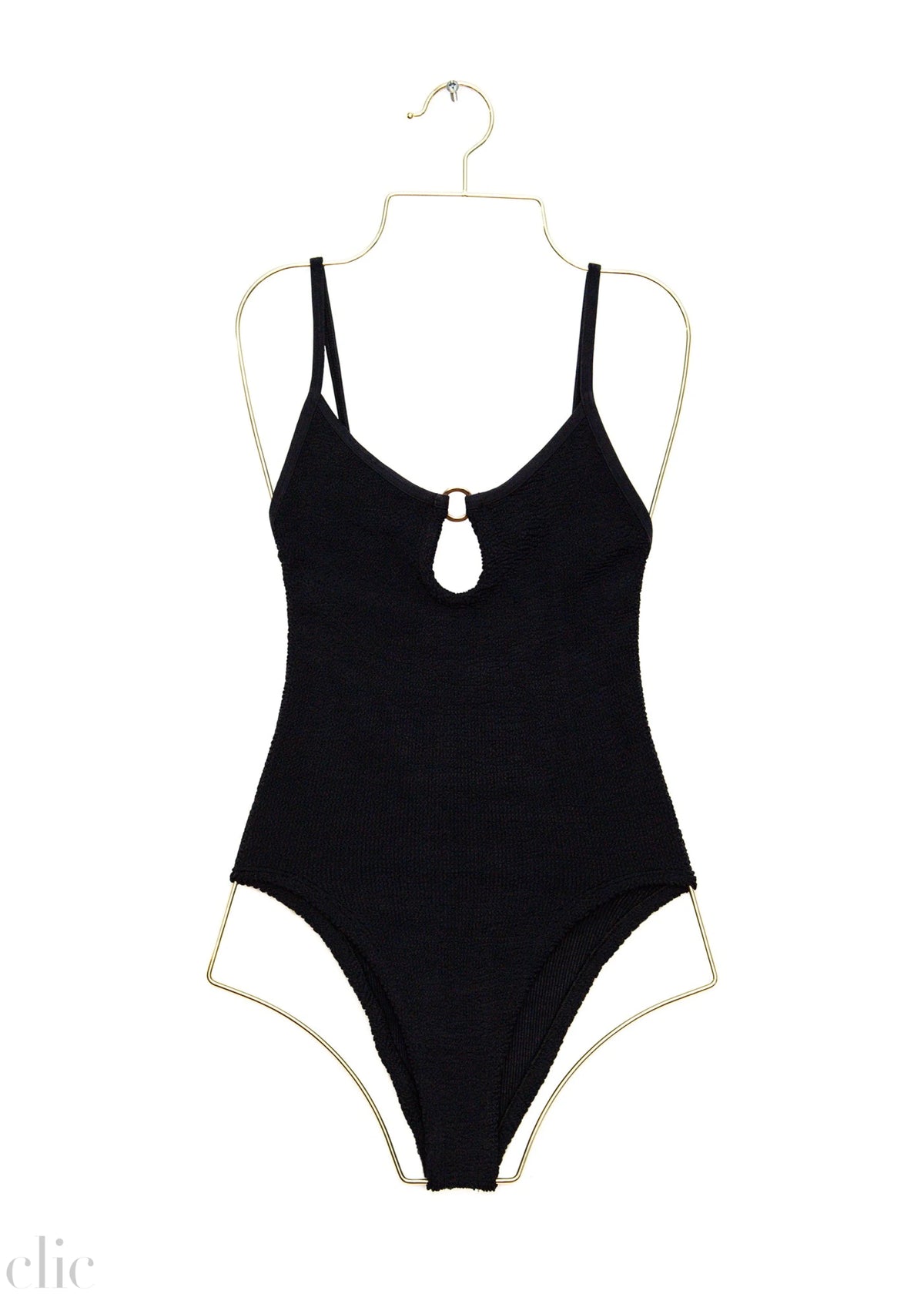 Toni Swimsuit with Gold Hoop in Black, from Hunza G