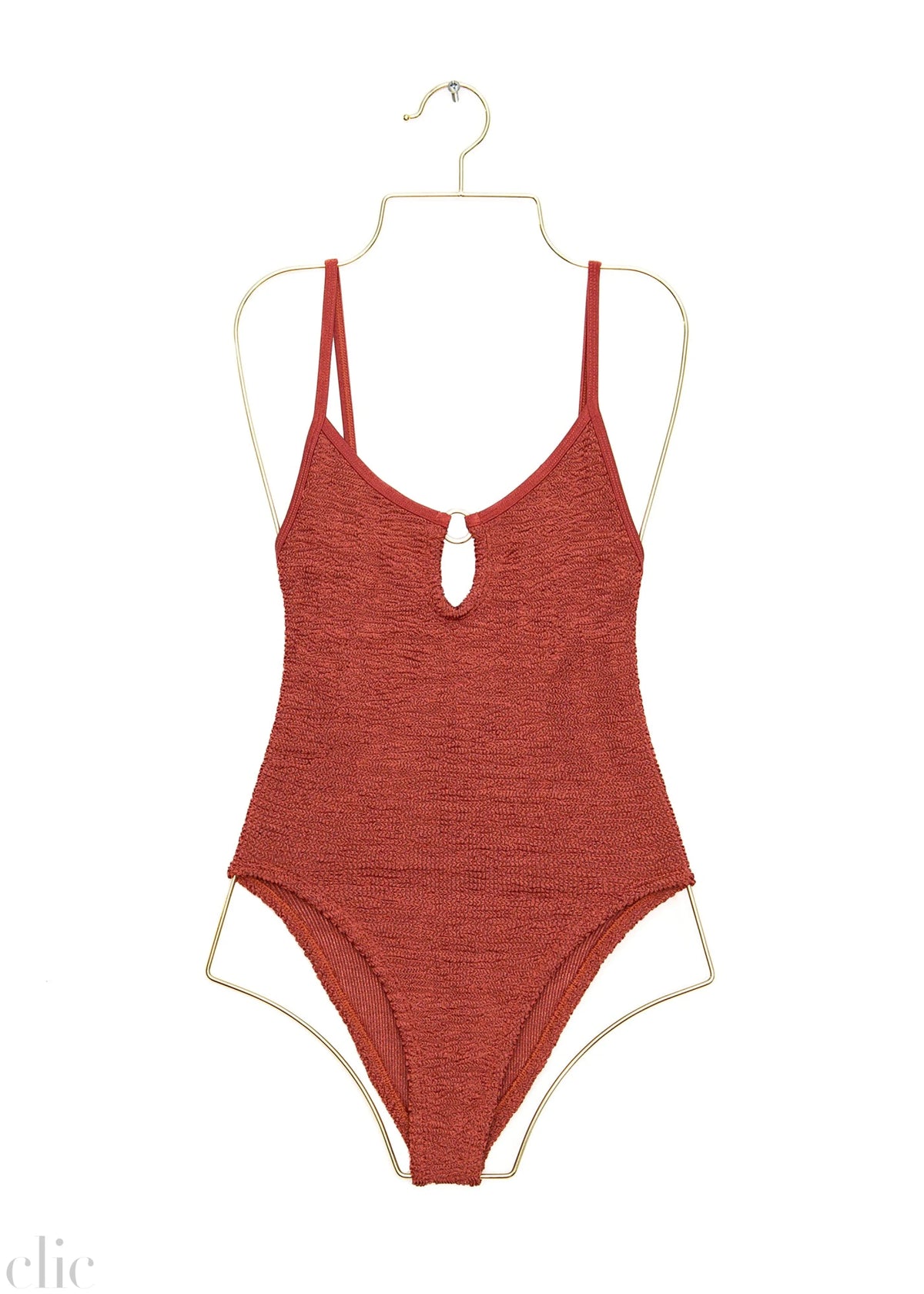 Toni Swimsuit with Gold Hoop in Metallic Rose, from Hunza G