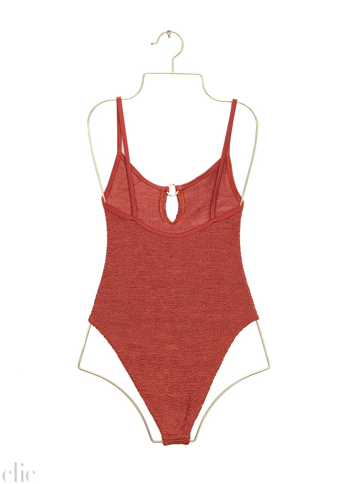 Toni Swimsuit with Gold Hoop in Metallic Rose, from Hunza G
