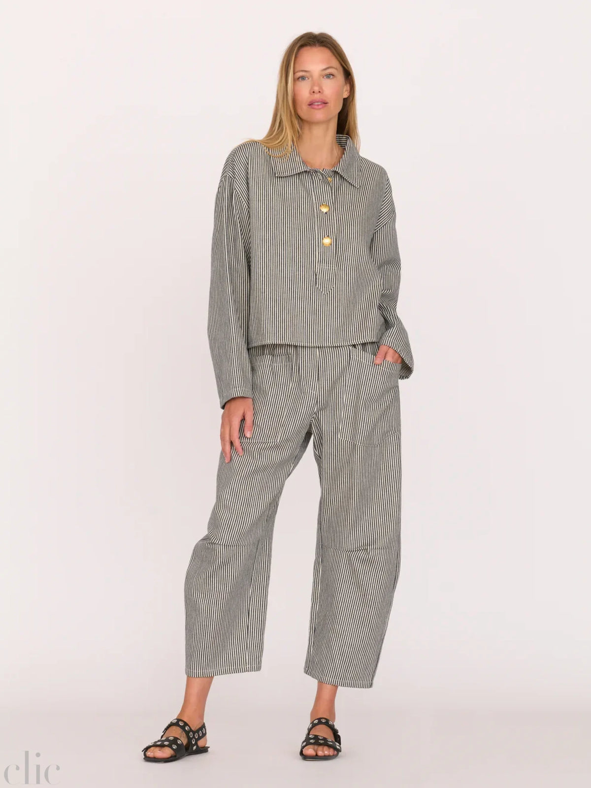 Travis Pant in Railroad Stripe, from Secular
