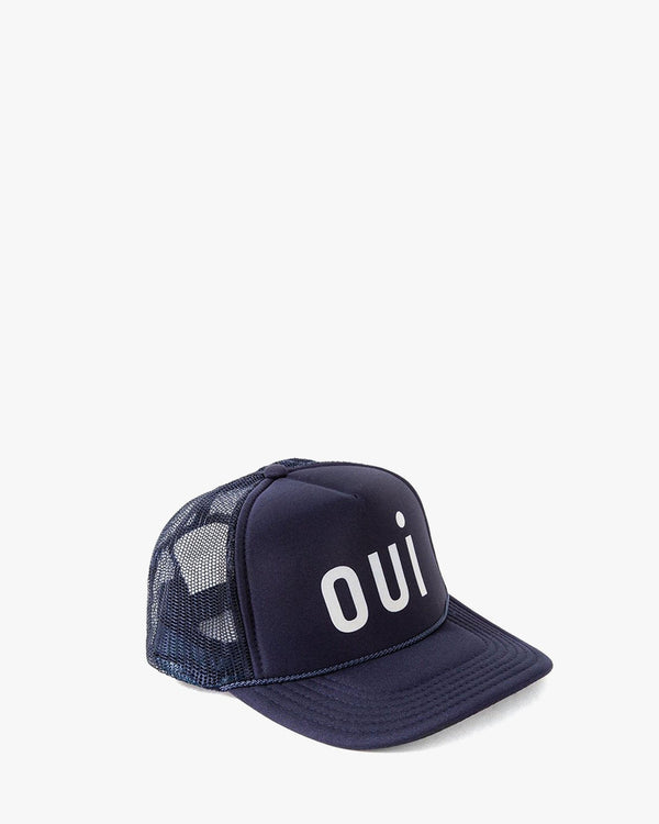 Oui Trucker Hat in Navy, from Clare V