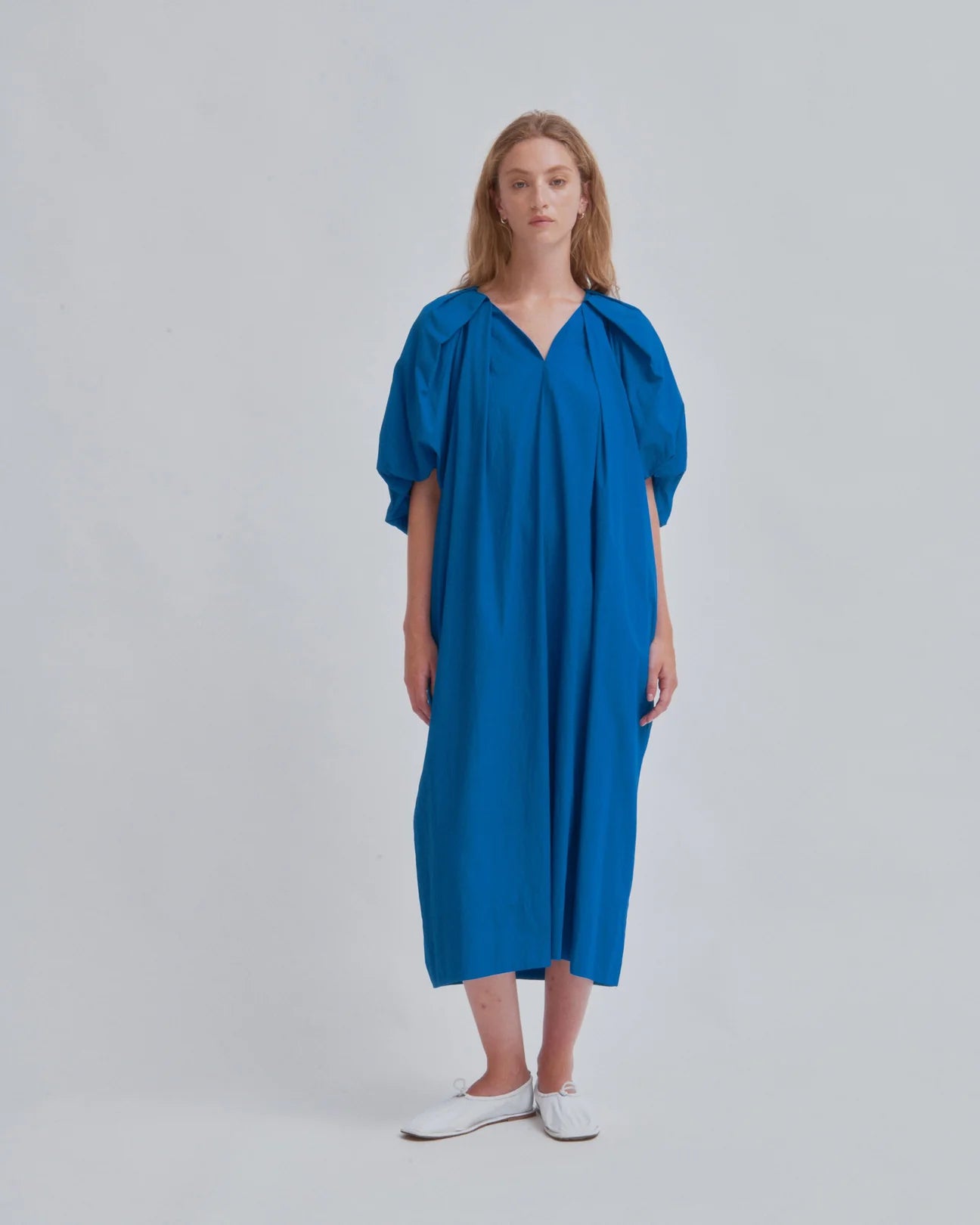 Tucked Cocoon Dress in Cerulean, from Sayaka Davis