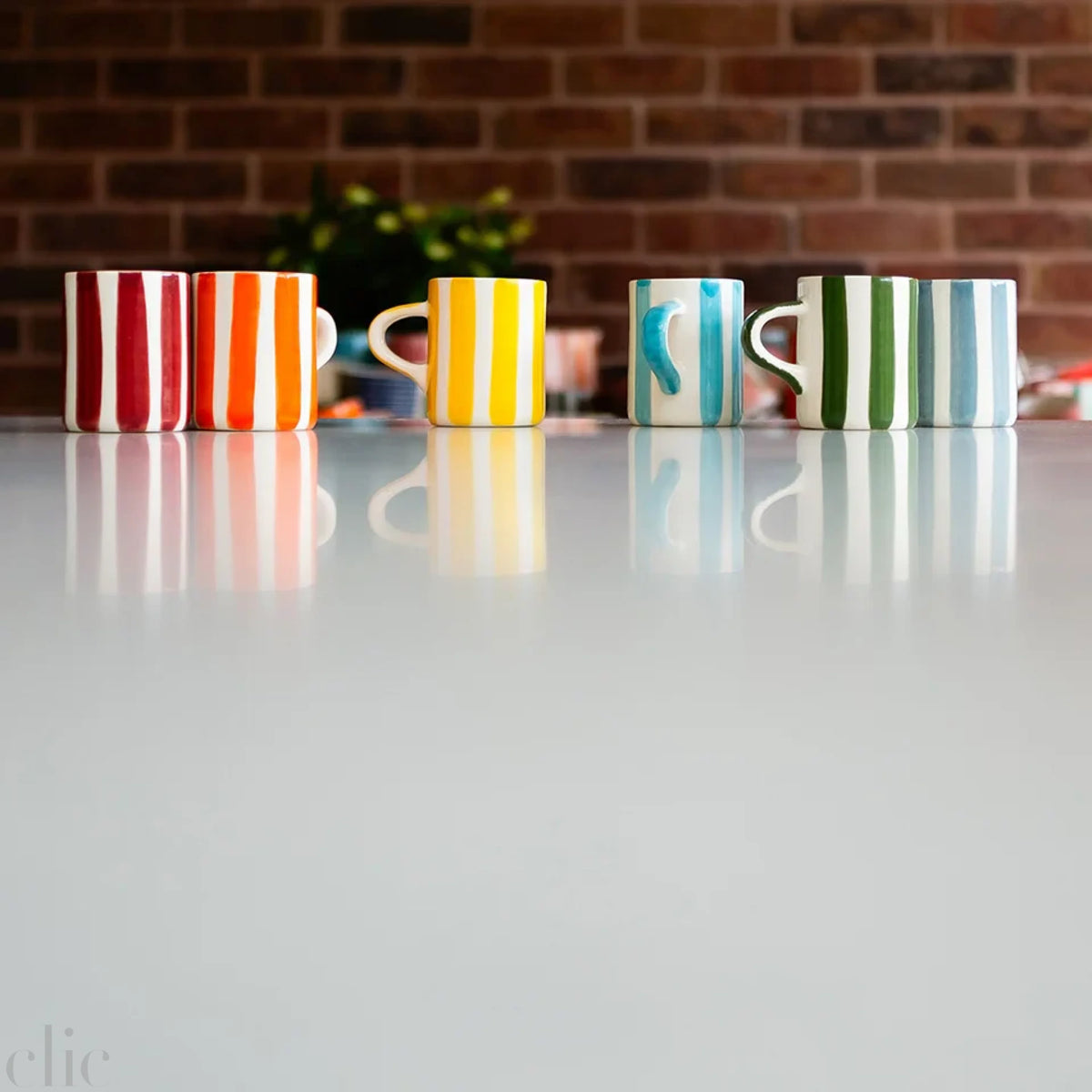 Espresso Cup in Candy Stripe Tumeric