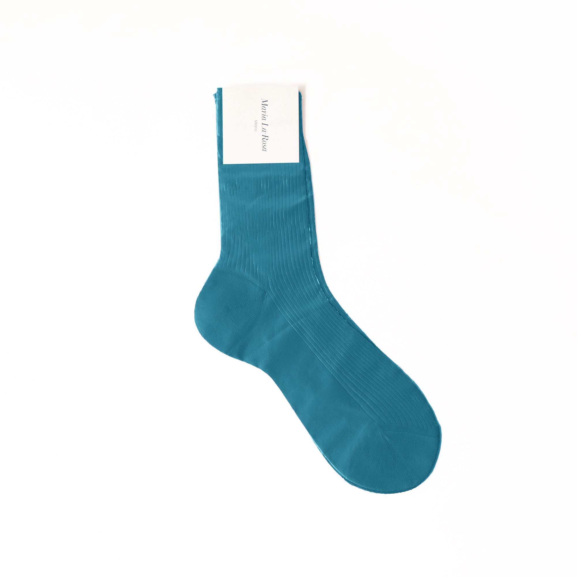 Cangiante Ribbed Socks in Turquoise, from Maria La Rosa