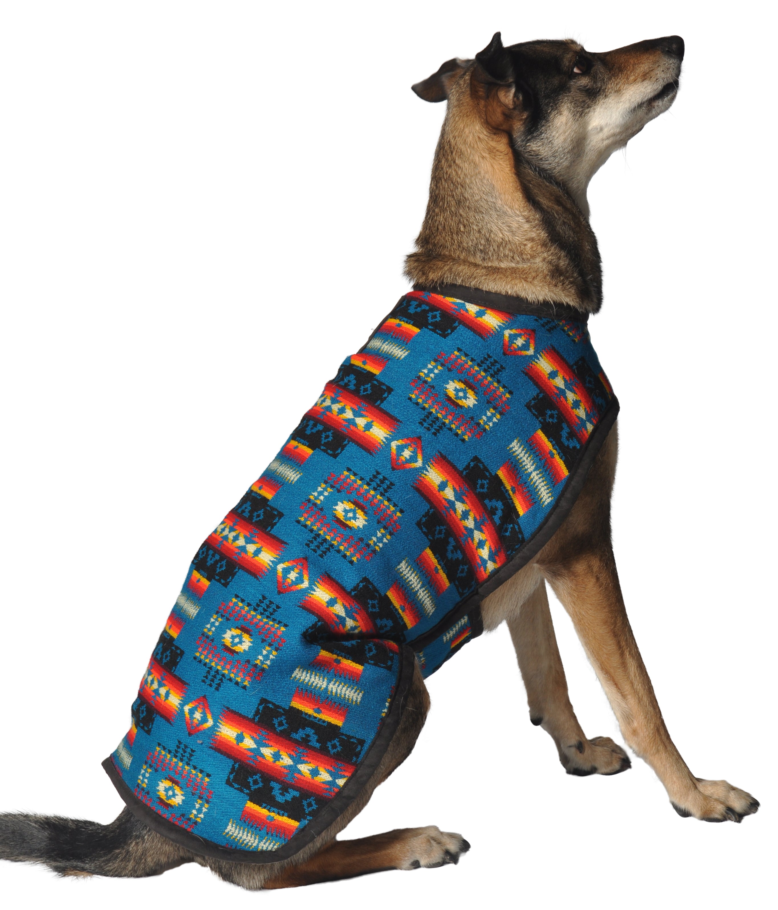 Turquoise Southwest Dog Blanket Coat, from Chilly Dog