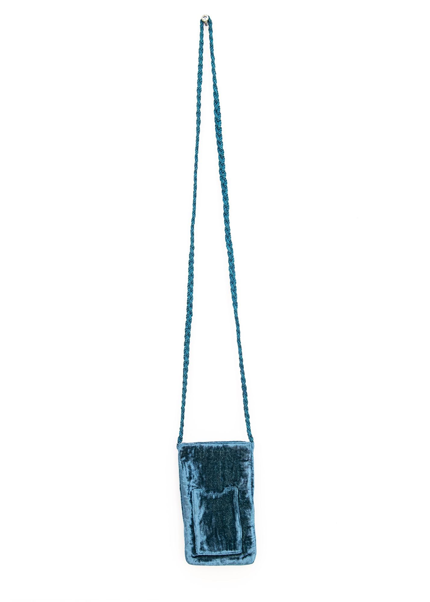 Sun Velvet Phone Bag in Denim, from Olivia Dar