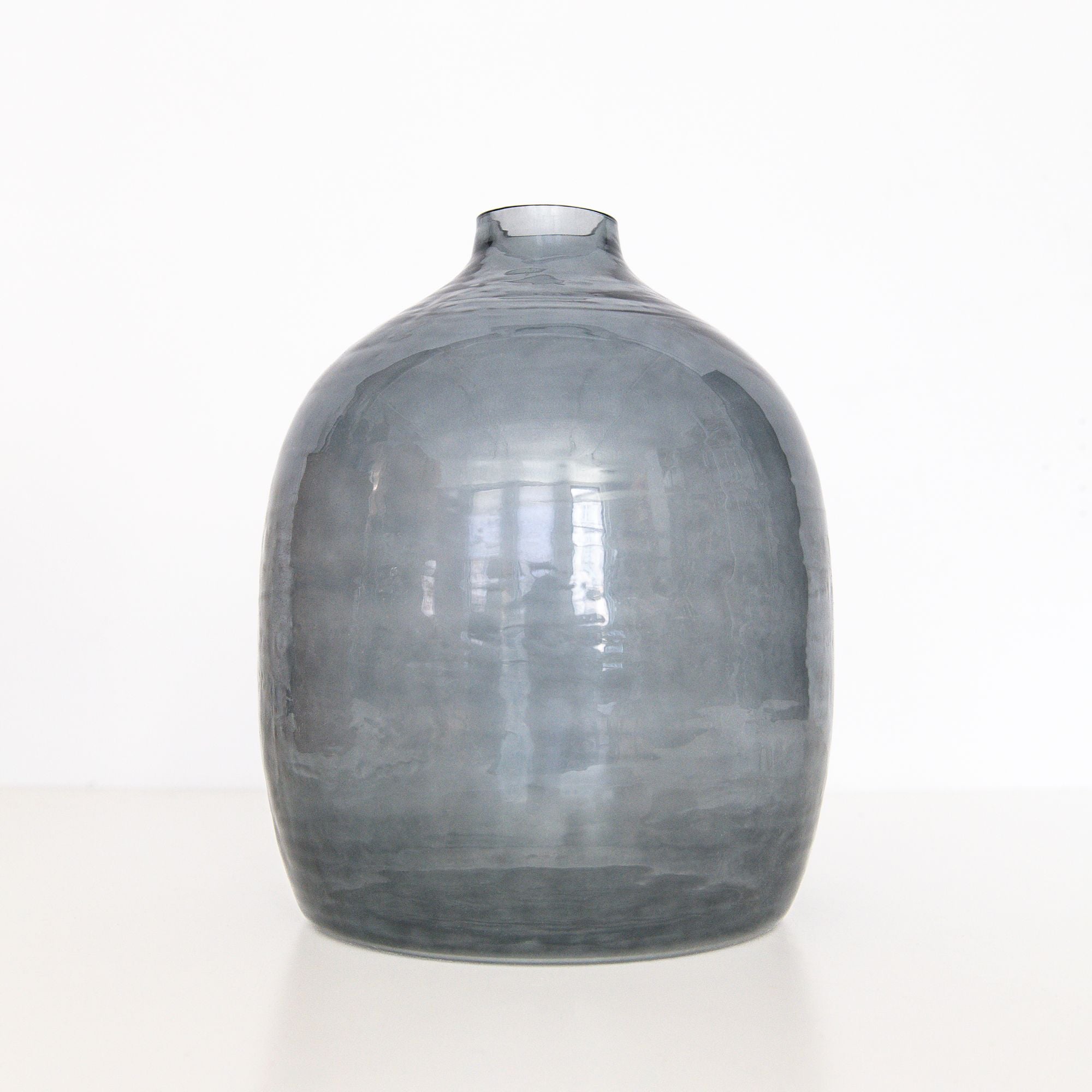 Hebron Handblown Hammered Glass Vases in Blue Grey, from Creative Women