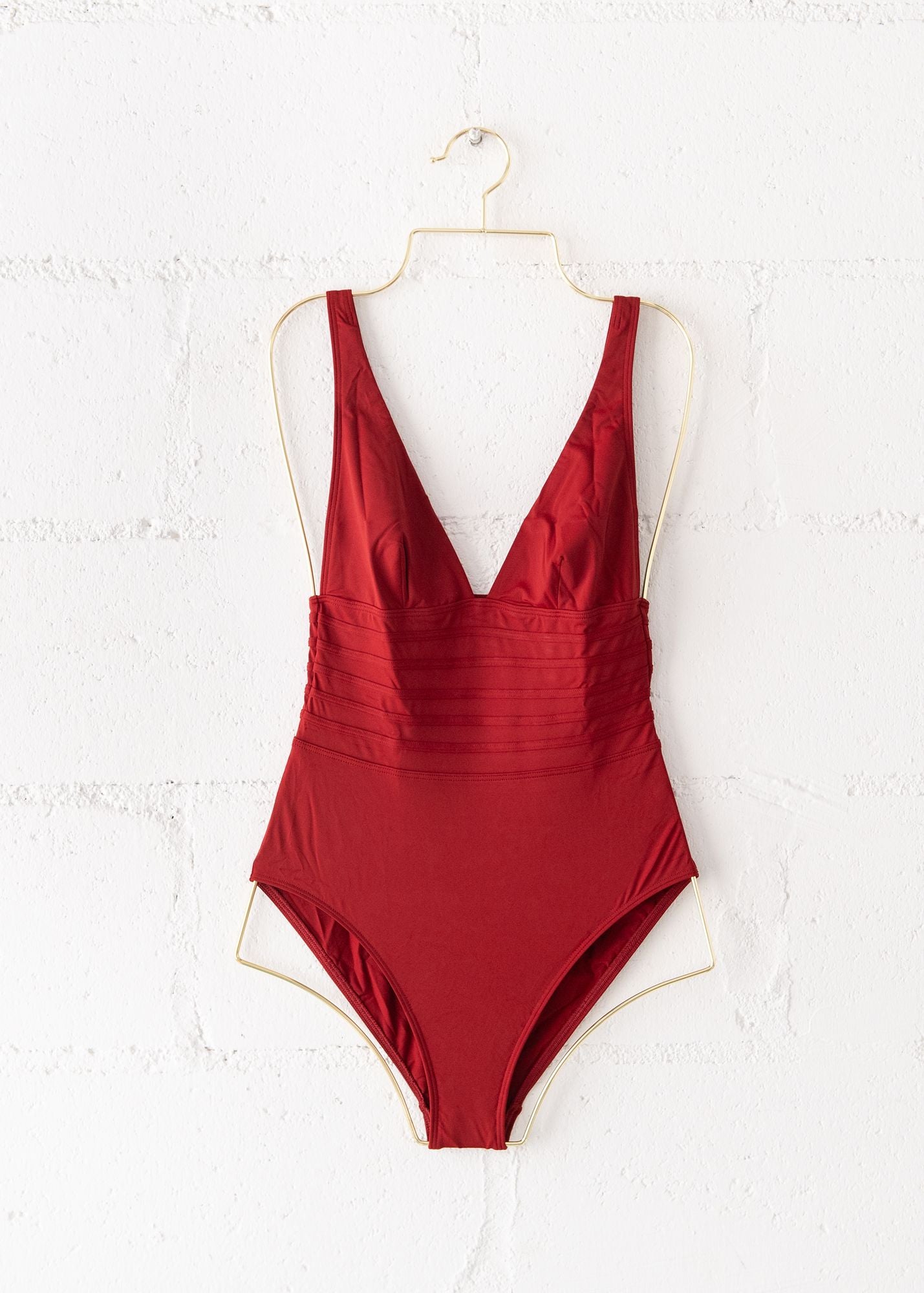 Hobby One Piece Triangle Bathing Suit in Grenade, from DNUD