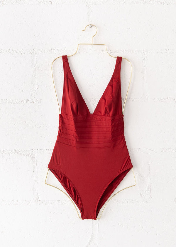 Hobby One Piece Triangle Bathing Suit in Grenade, from DNUD