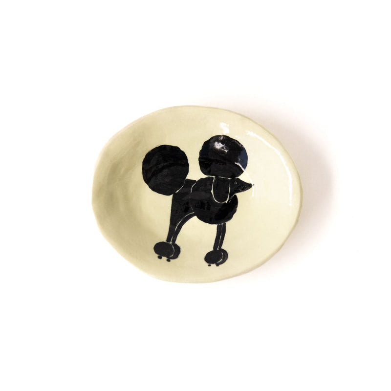 Small Oval Poodle Dish in Yellow and Black, from Gemma Orkin Ceramics