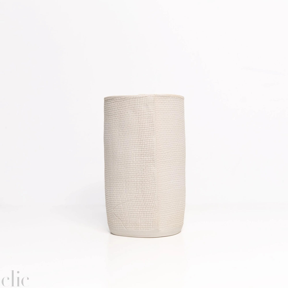 Small Burlap Cylinder Vase in Cream, from CYM