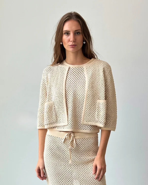 Knit Cardigan with Sequins in Bisque, from Jocelyn