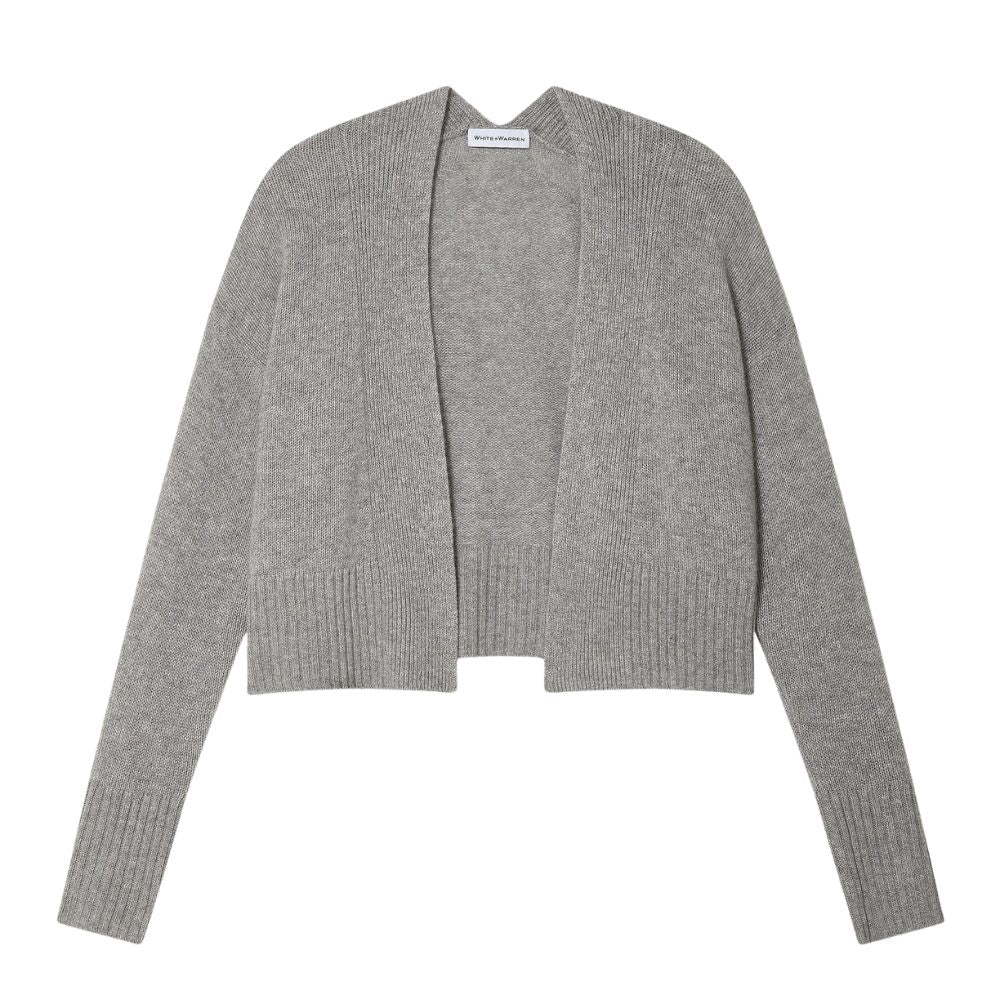 Cashmere Open-Front Cardigan in Grey Heather, from White and Warren