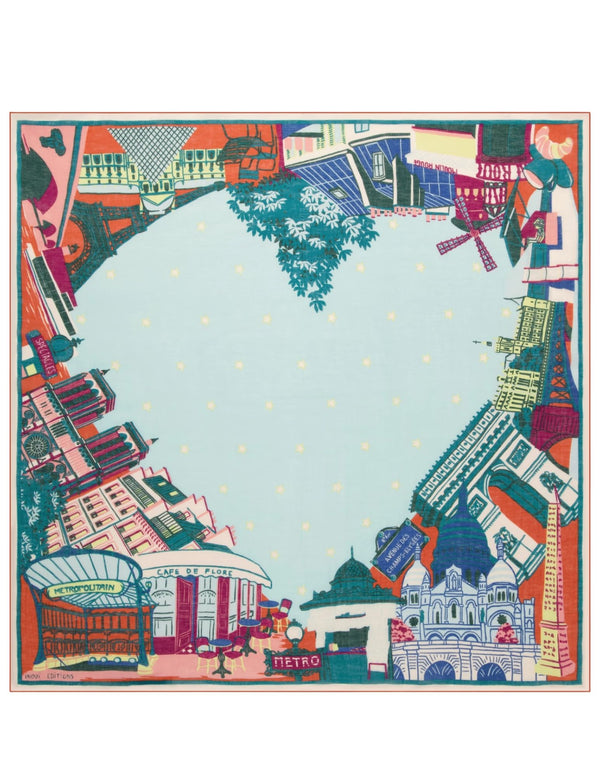 Carre 100 J'aime Paris in Blue, from Inoui Editions