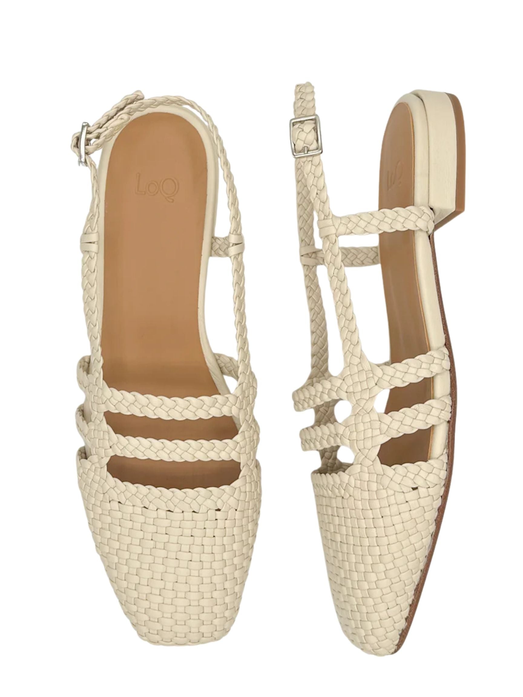 Toledo Woven Leather Slingback in Sand, from LoQ