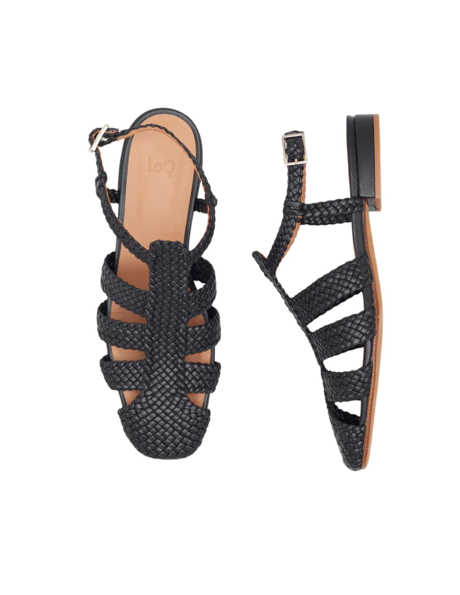 Arlo Woven Leather Sandals in Black, from LoQ