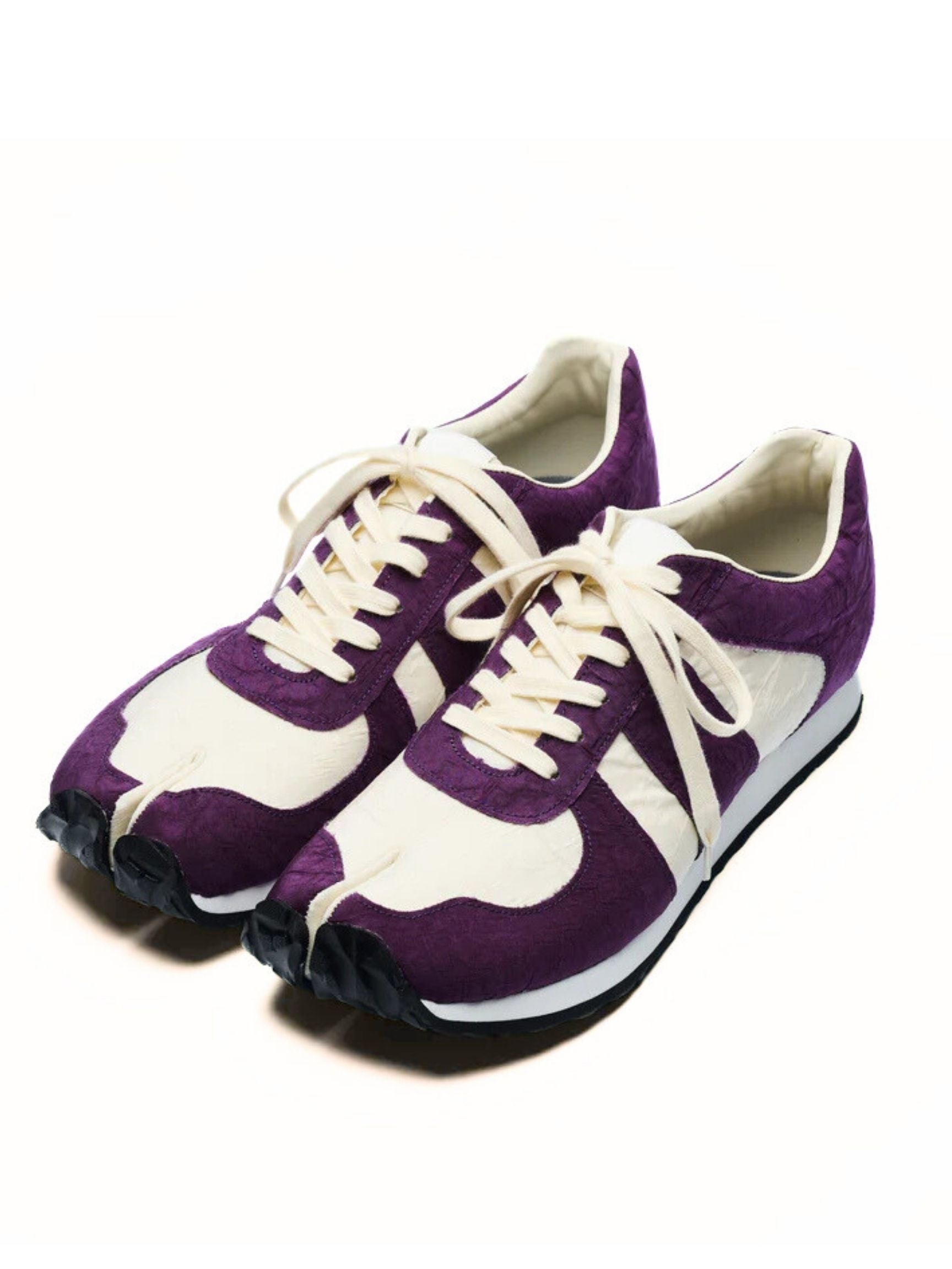 Tabi Trainer Airbag Sneakers in White and Purple, from Tabito