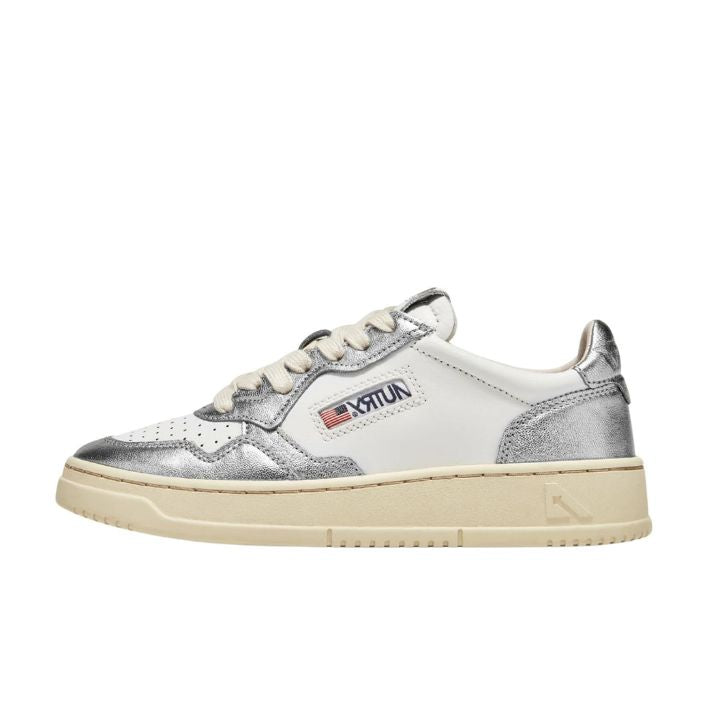 Medalist Low Sneaker in White and Silver, from Autry