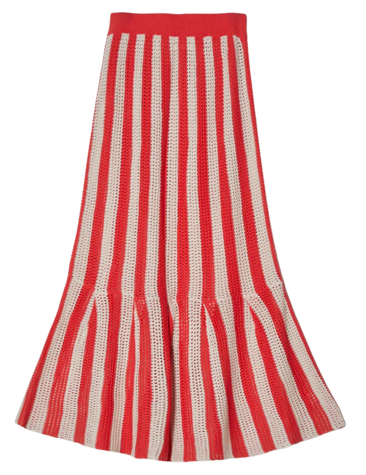 Frida Skirt Openwork Knit in Red/Eggnog, from Atelier Delphine