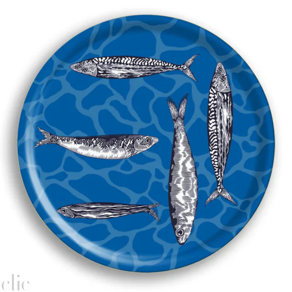 Blue Tide Round Tray, from Avenida Home
