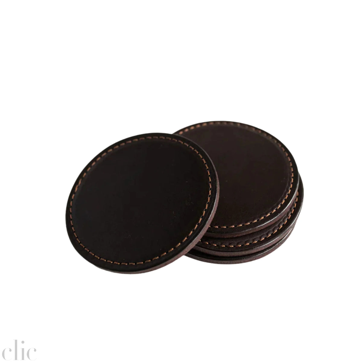 The Leather Coaster Set of 4 in Tobacco
