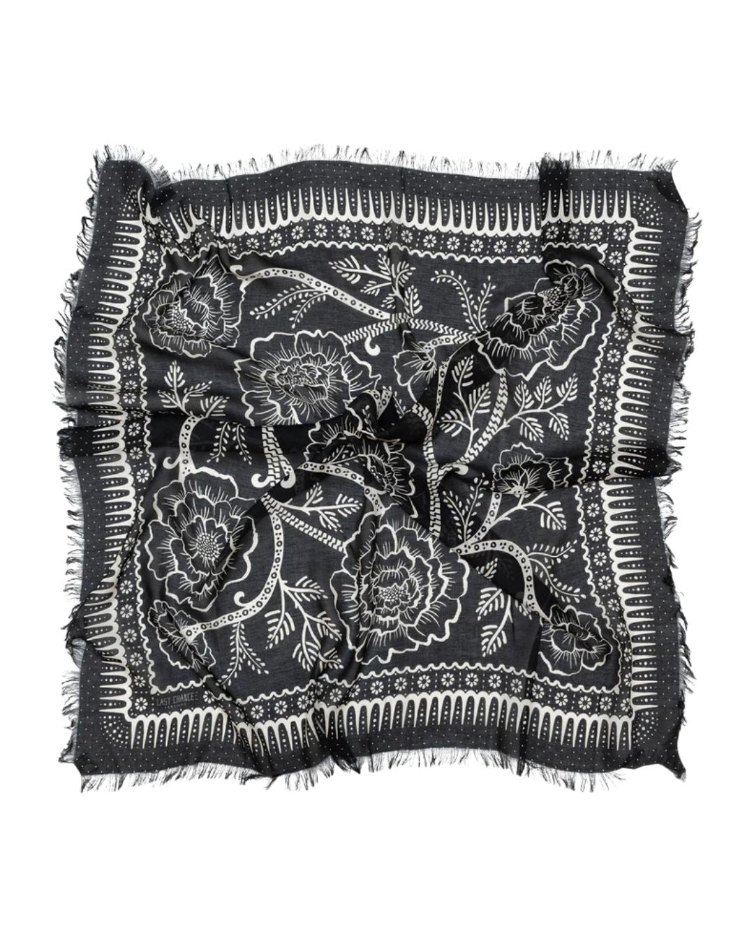 Oversize Fringe Bandana in Ramble in Black, from Last Chance Textiles