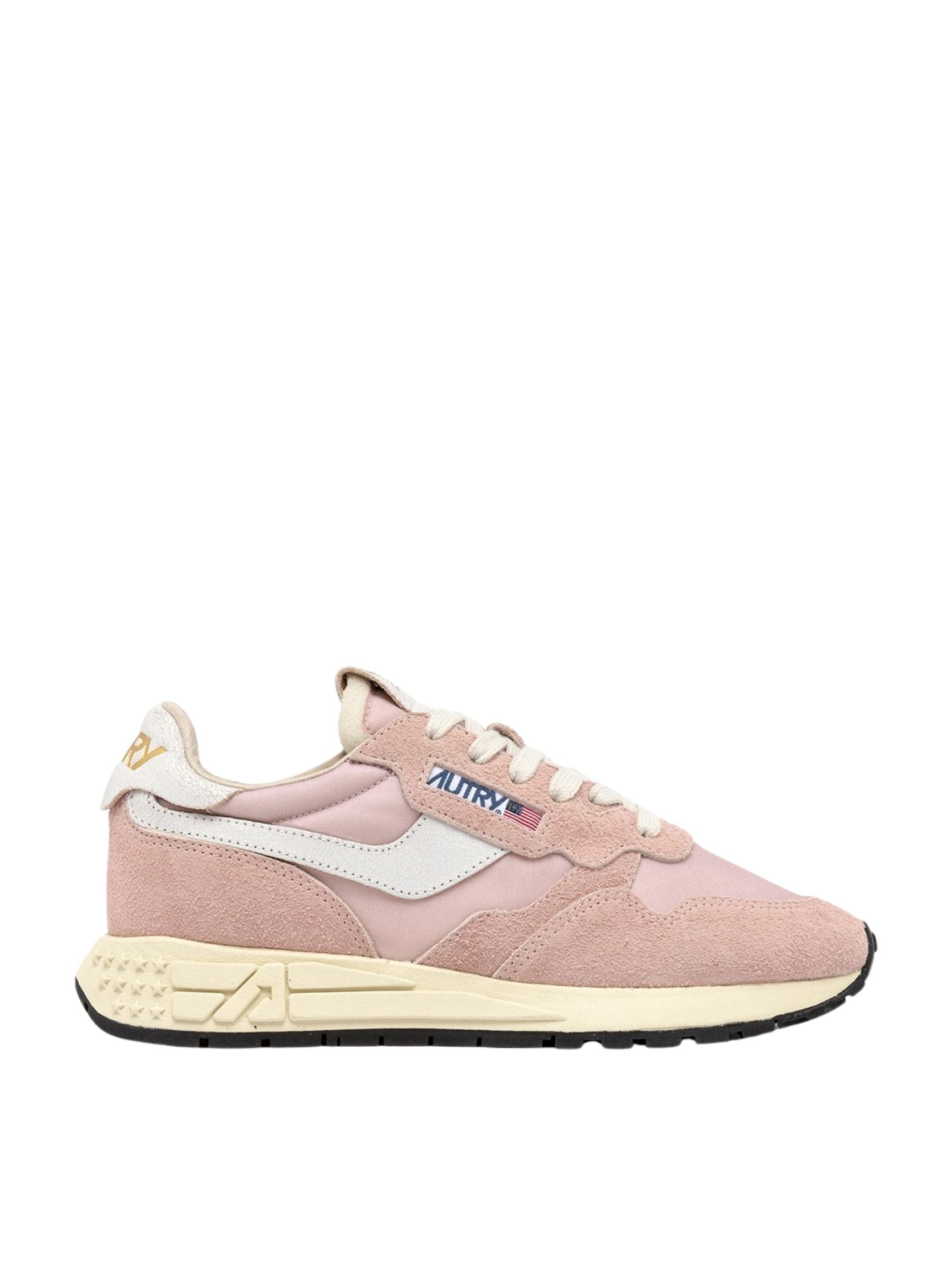 Reelwind Low Sneaker in White and Powder Pink, from Autry
