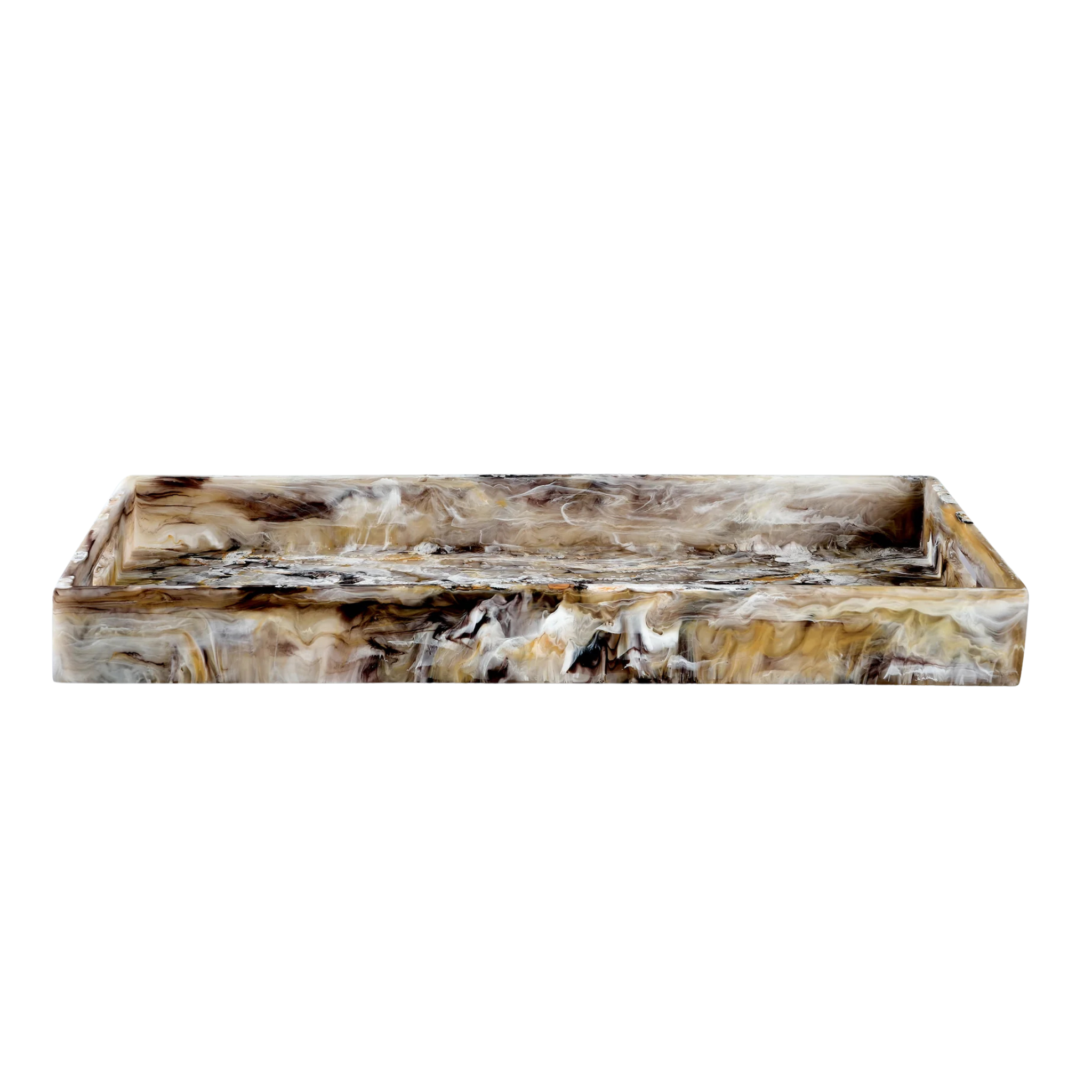 Handled Rectangle Tray in Mocha Swirl, from Nashi Home