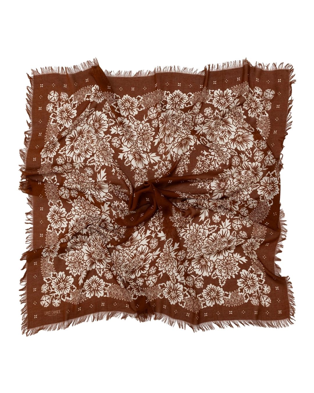 Oversize Fringe Bandana in Blossom in Cocoa, from Last Chance Textiles