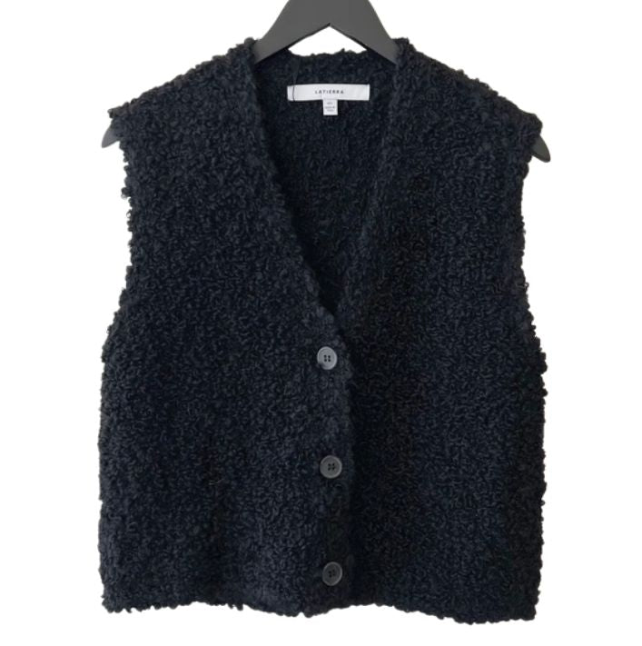 Aries Boucle Vest in Black, from La Tierra