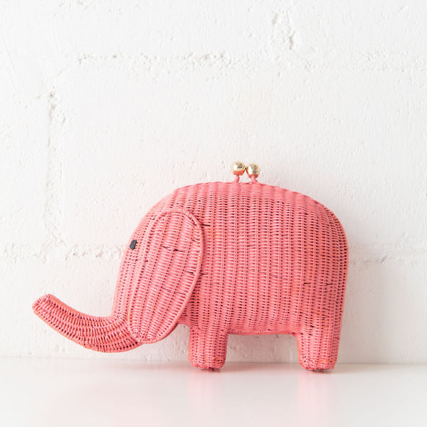 Harry Elephant Wicker Bag in Pink, from Serpui